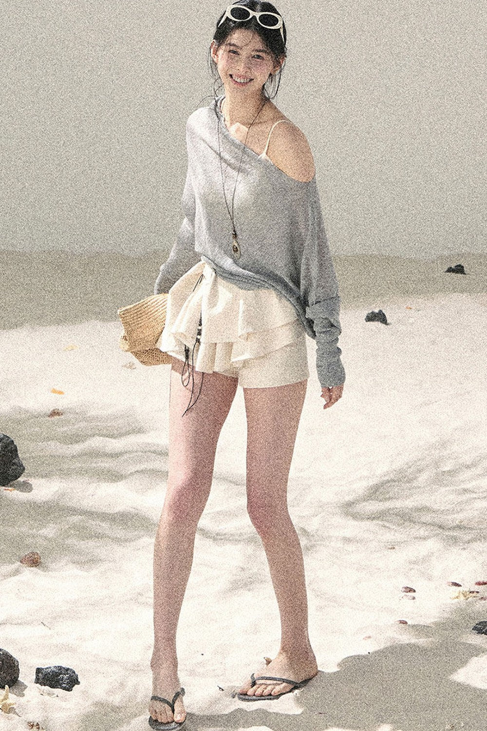 Conjunto de Top Hazy Mist Sin Hombros