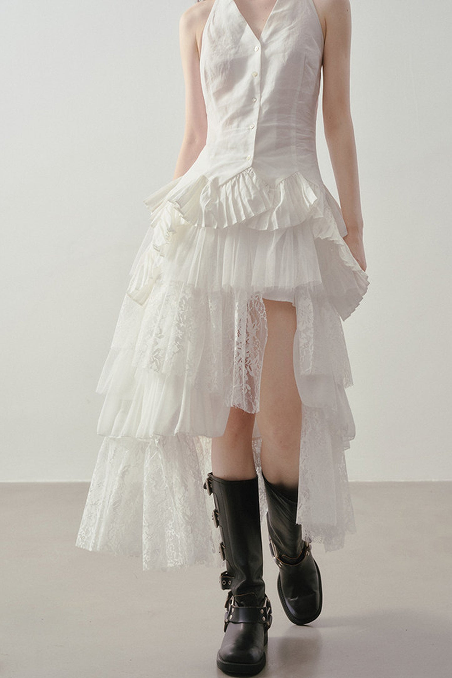 Asymmetrical Layered Lace Mesh Skirt
