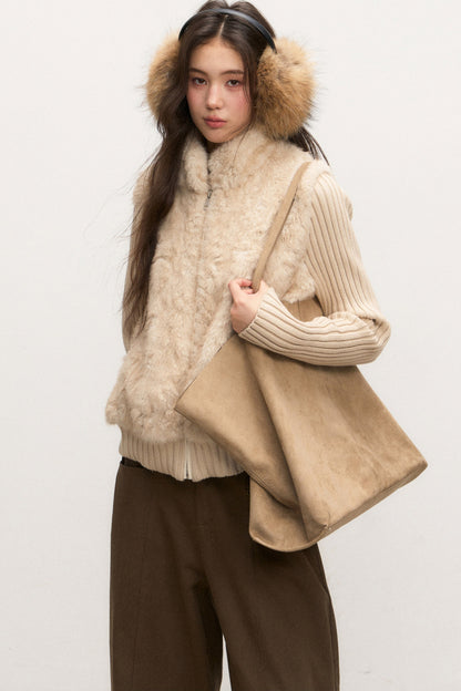 Set aus Strickjacke mit Stehkragen und Hose