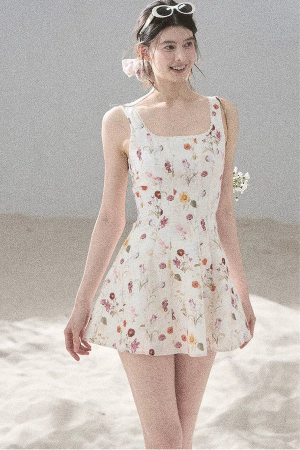 French Puff Lace Floral Dress