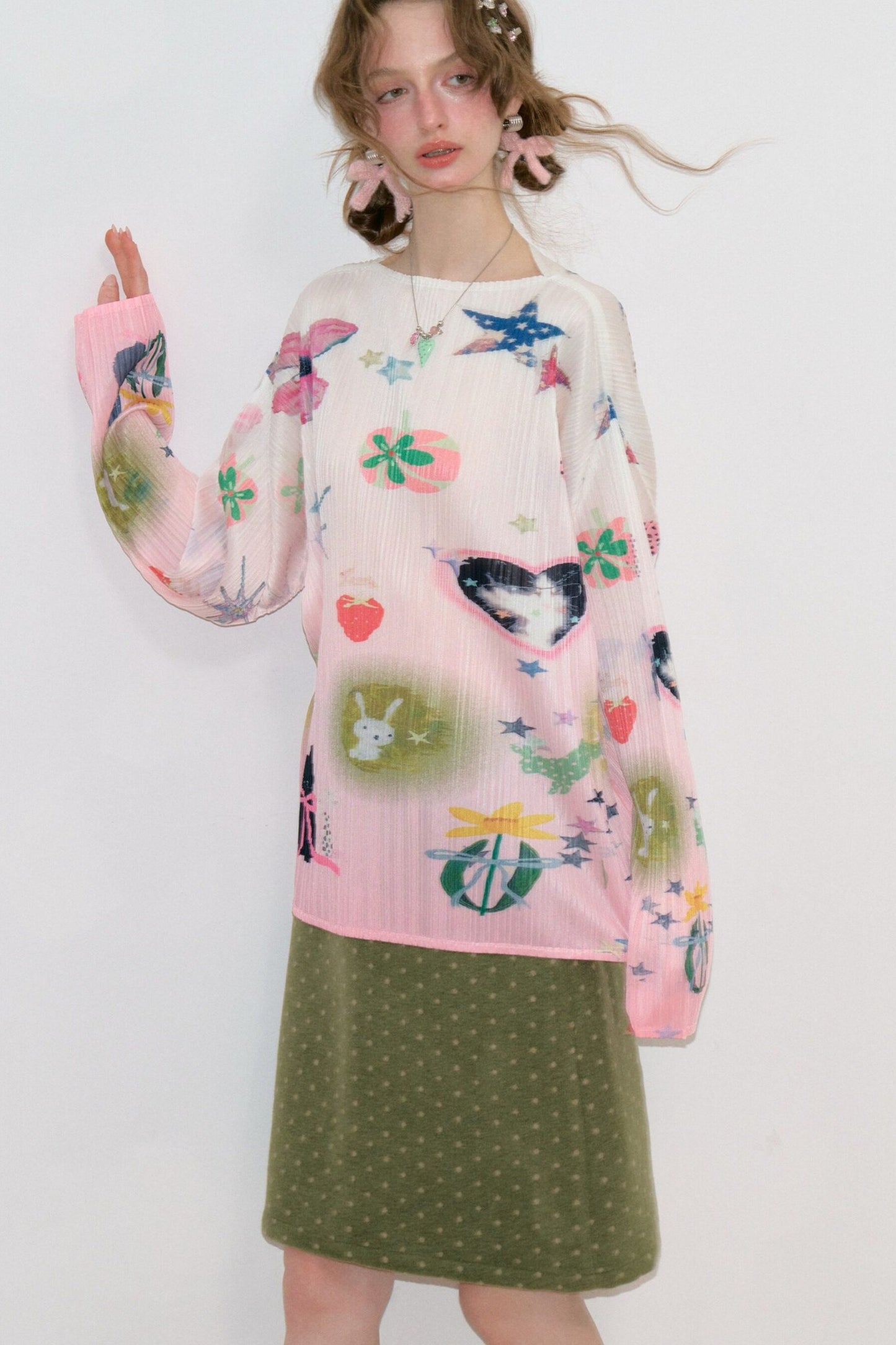 Pink Mist Pleated Blouse