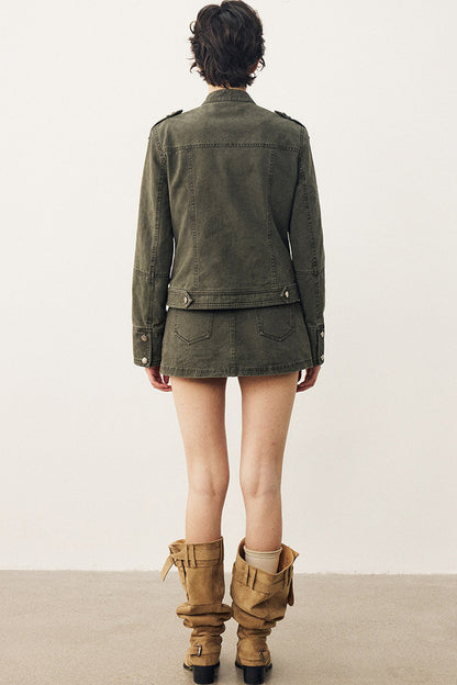 Retro Washed Double-Breasted Jacket