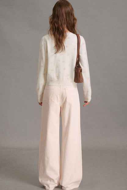 Long-Sleeved Hand-Painted Rose Cardigan