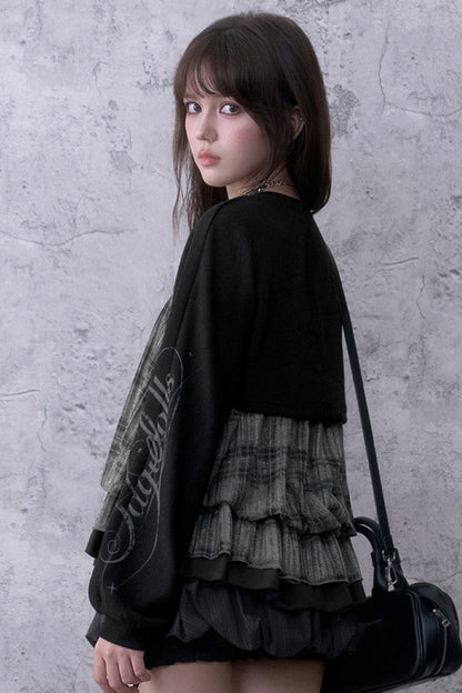 Loose Dark Print Knit Top
