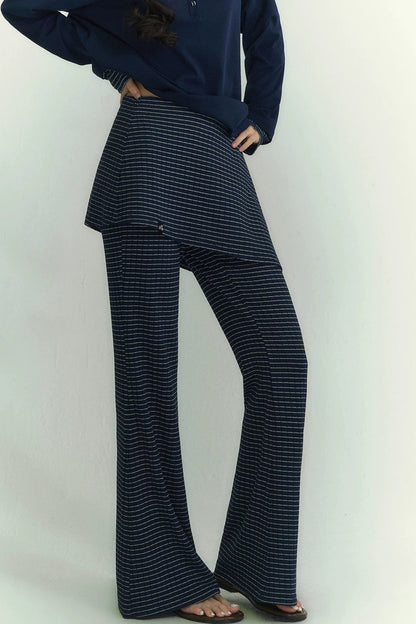 Striped Knit Micro-Flare Pants Set-Up