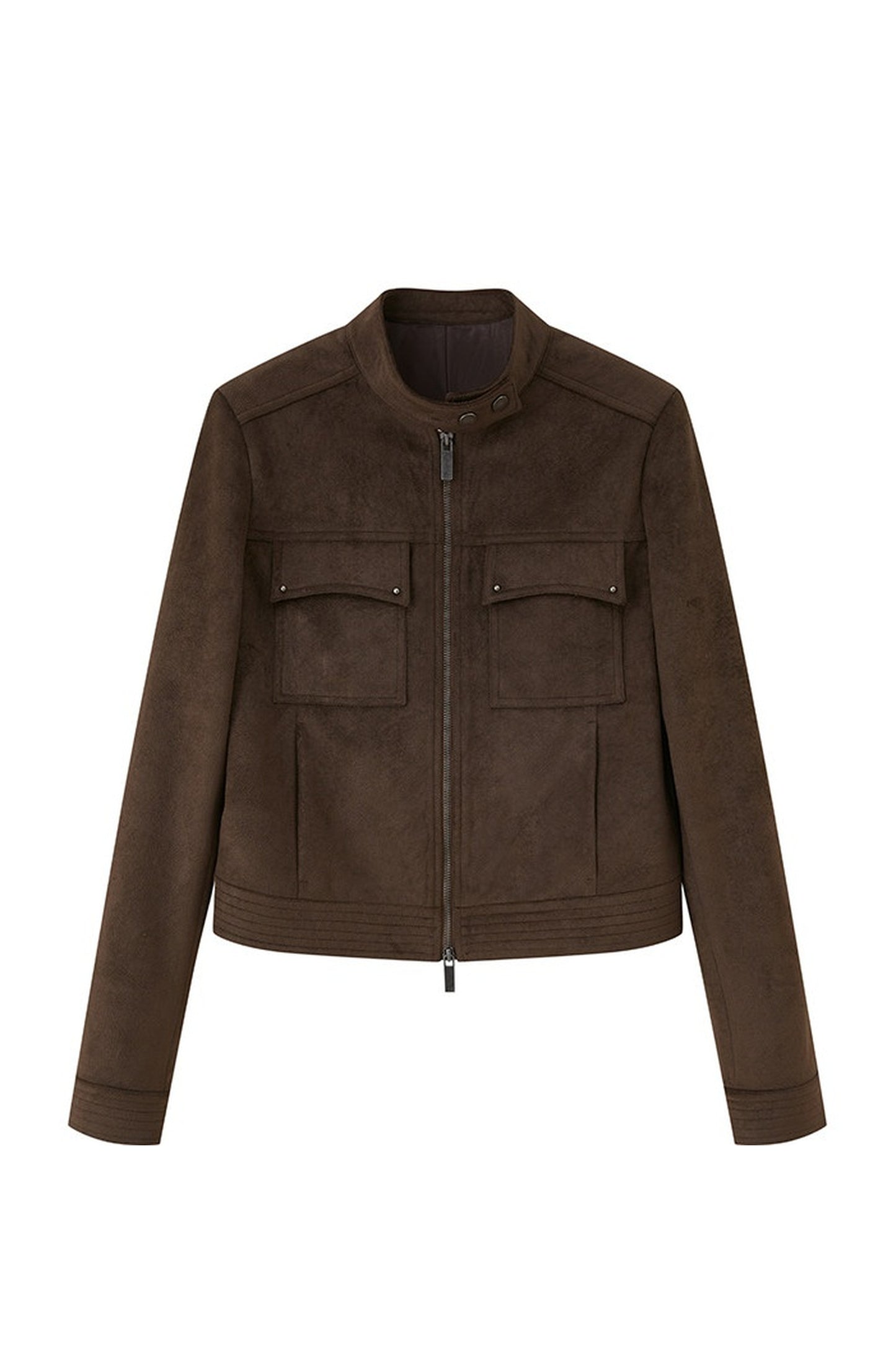 Stereo-Cut Suede Stand Collar Jacket