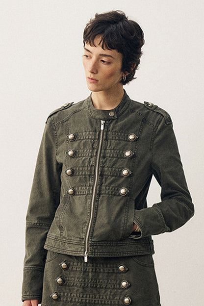 Retro Washed Double-Breasted Jacket