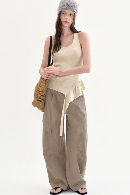 Pantaloni a gamba larga a vita alta