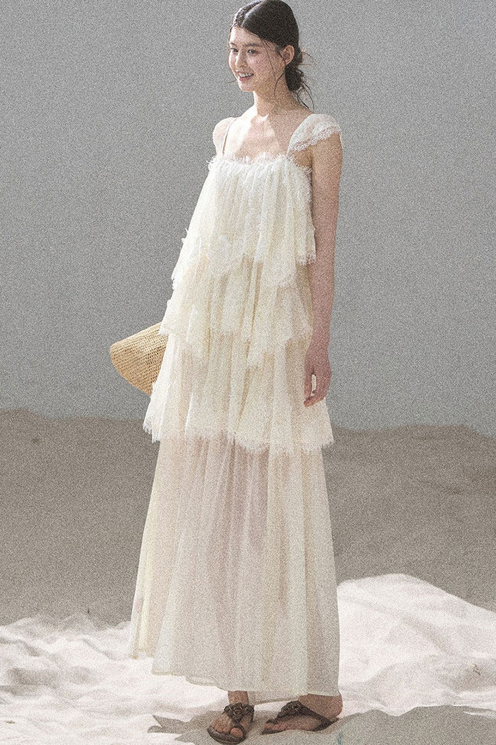 Asymmetric French Lace Mesh Top Set