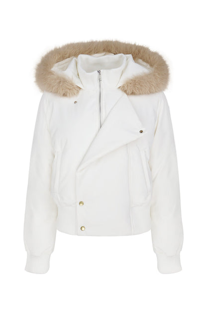 Hooded Fur Collar Down Jacket and Pants Set-Up
