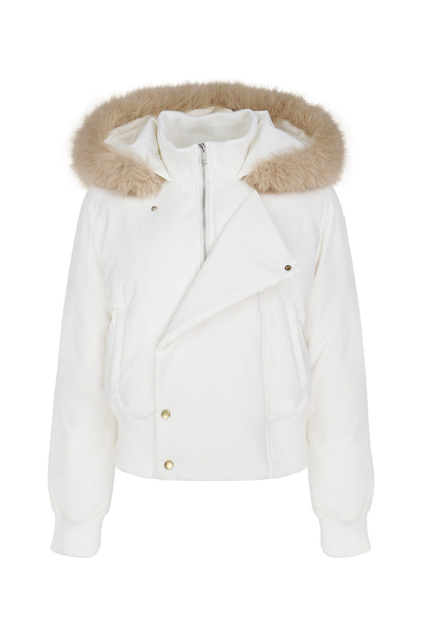 Hooded Fur Collar Down Jacket and Pants Set-Up