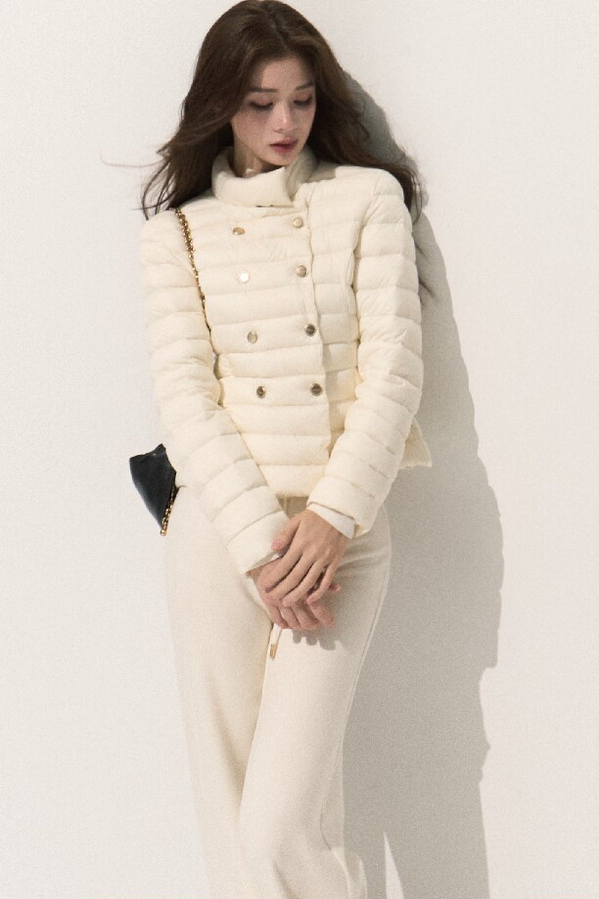 Ribbed Stand Collar Down Jacket