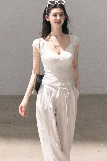 Lyocell Linen Wide-Leg Pants