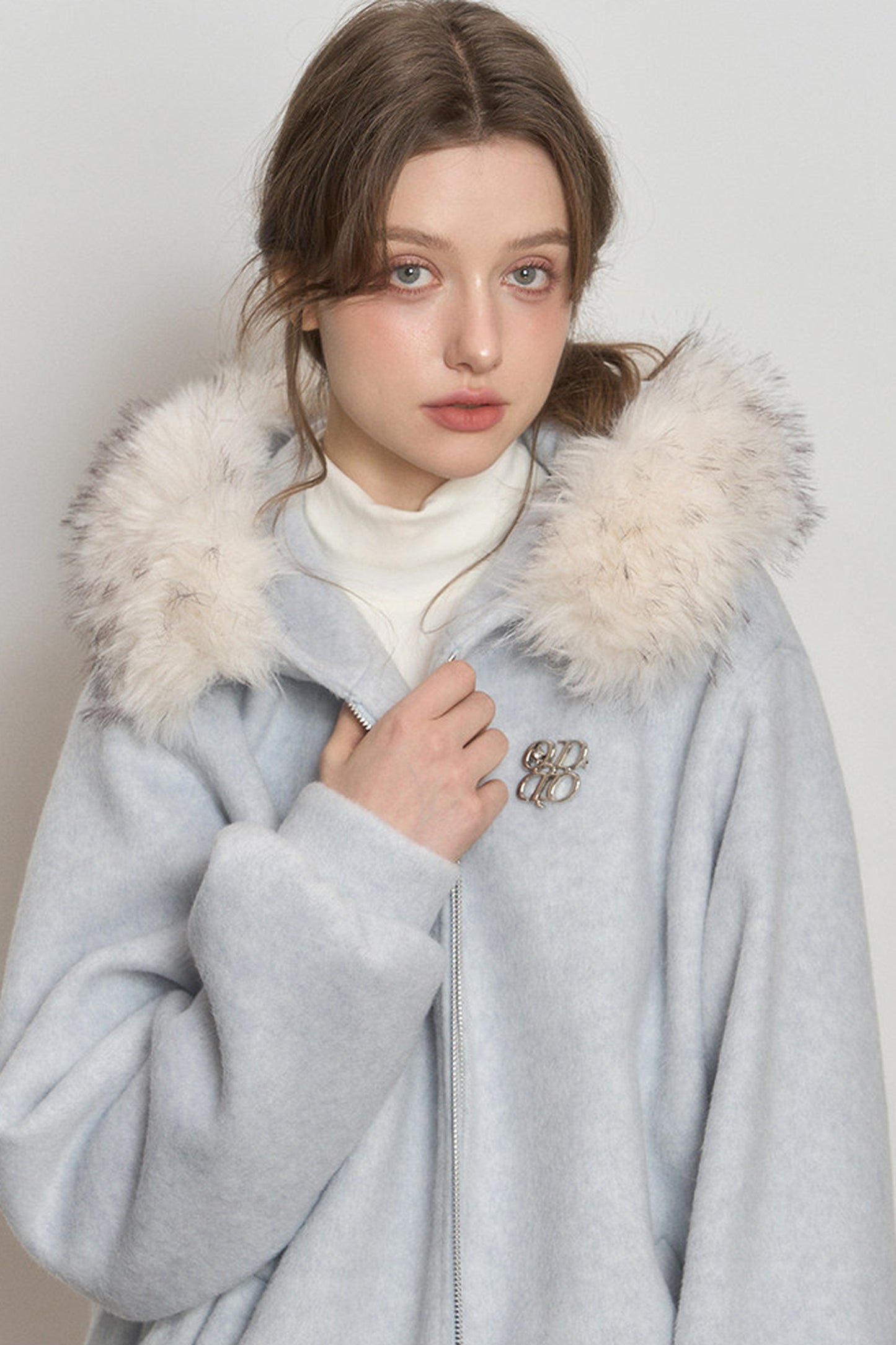 Hooded Fur Collar Woolen Jacket