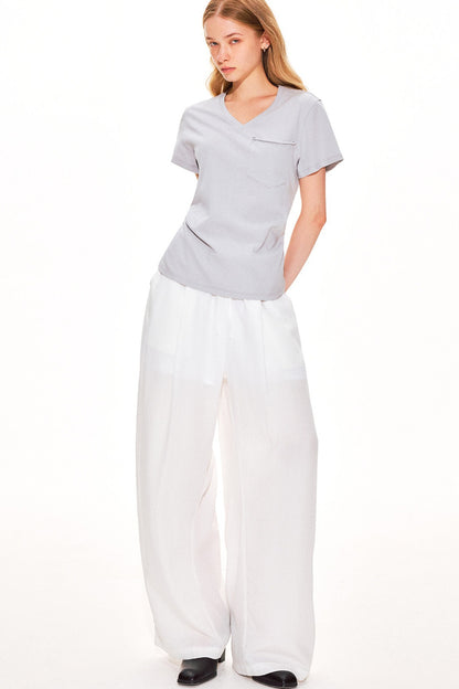 Haut col V en pur coton