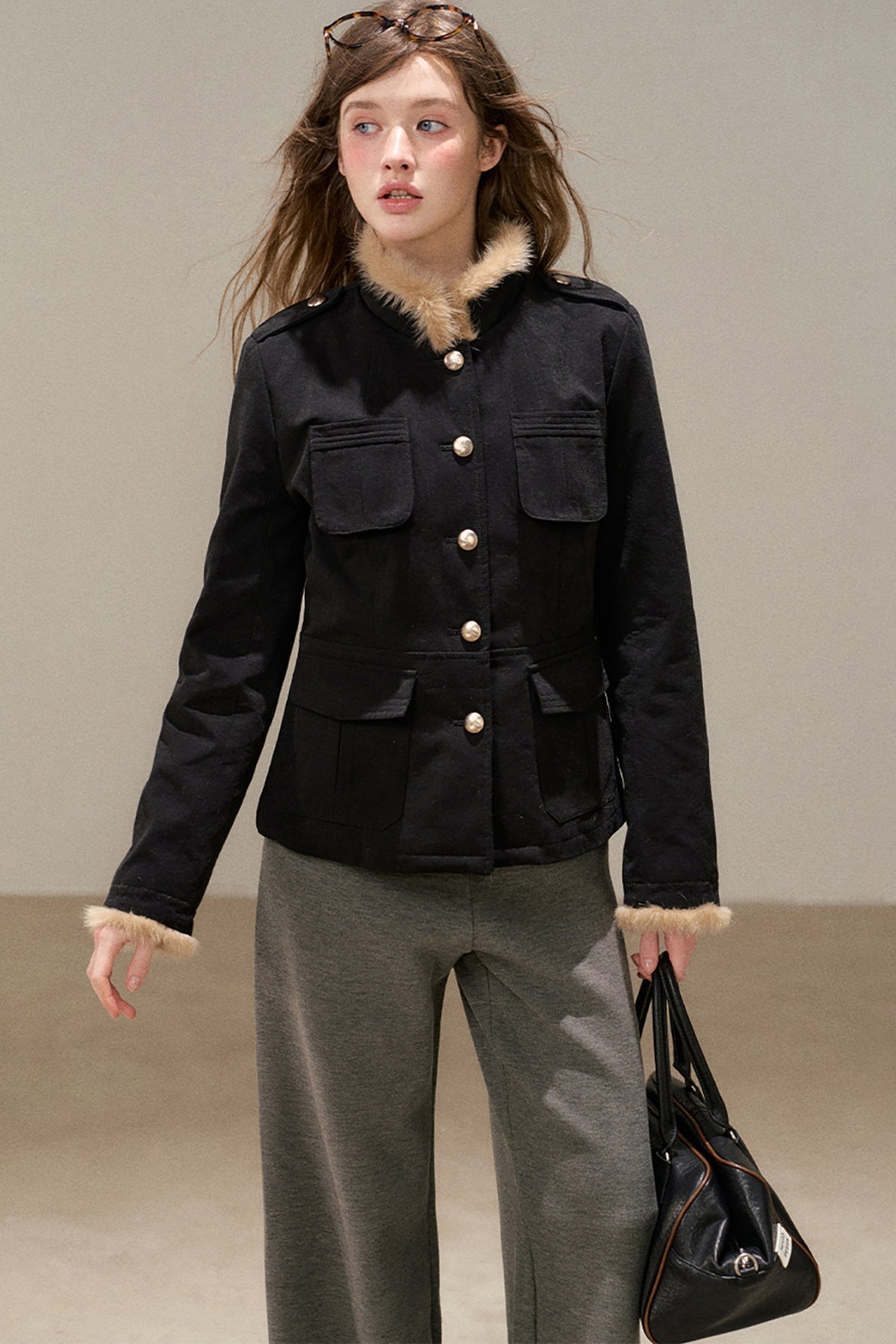 Stand-Collar Cotton Jacket