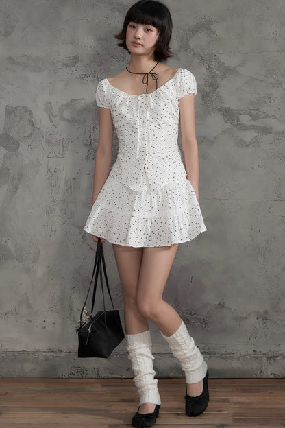 Star Print Shirt and Skirt Set-Up