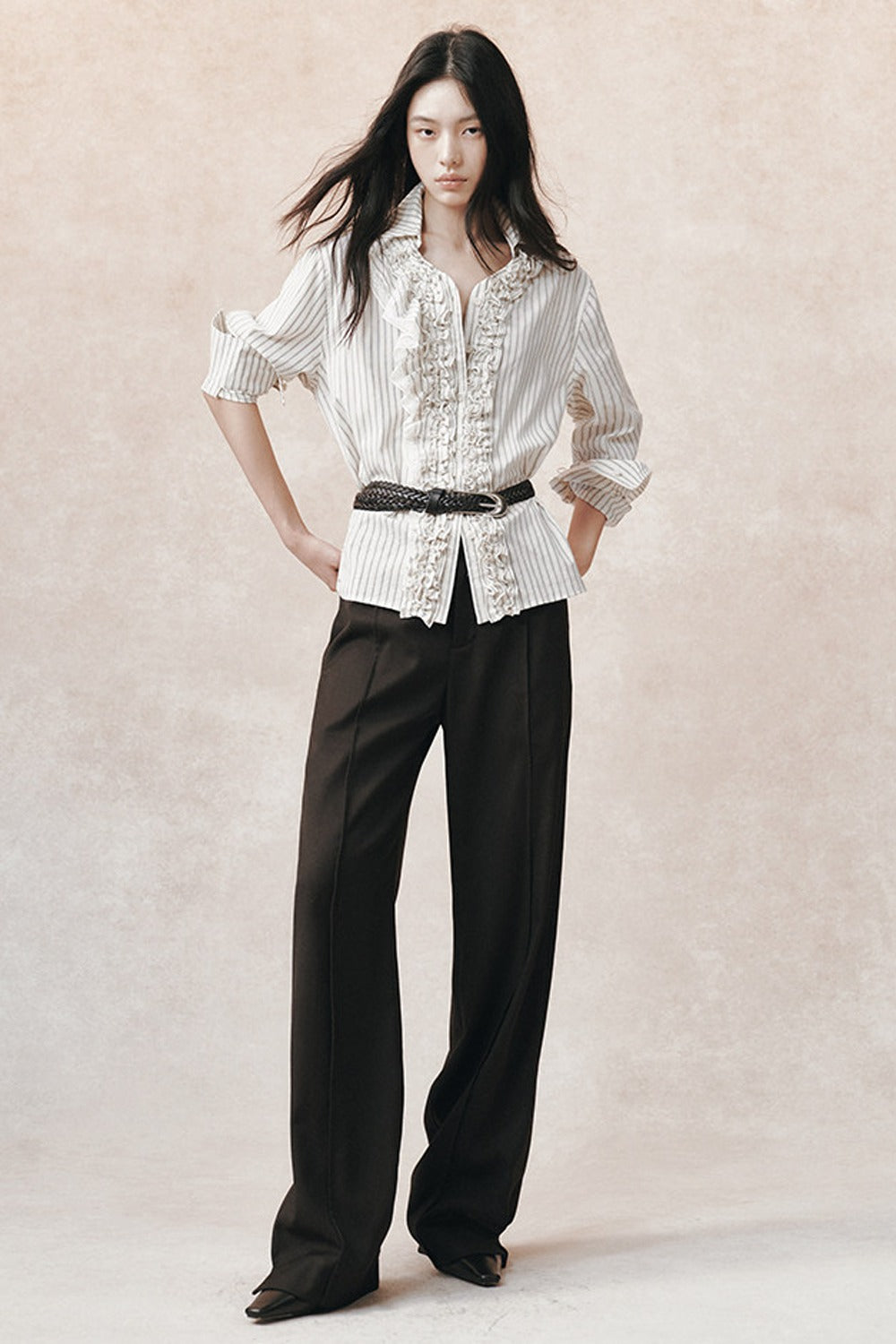 Asymmetrical Lace Jacquard Blouse