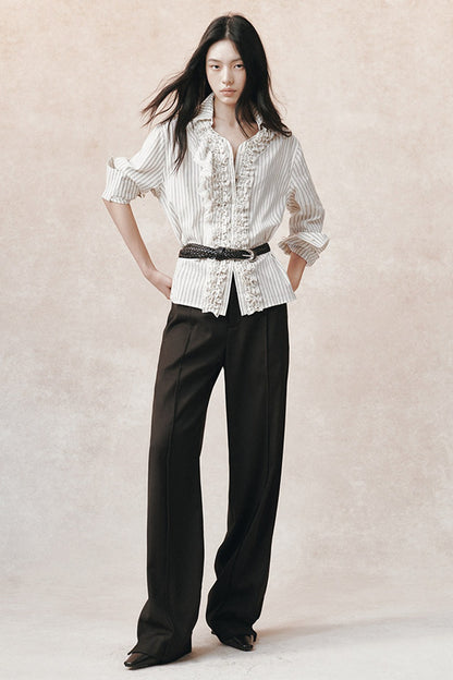 Asymmetrical Lace Jacquard Blouse