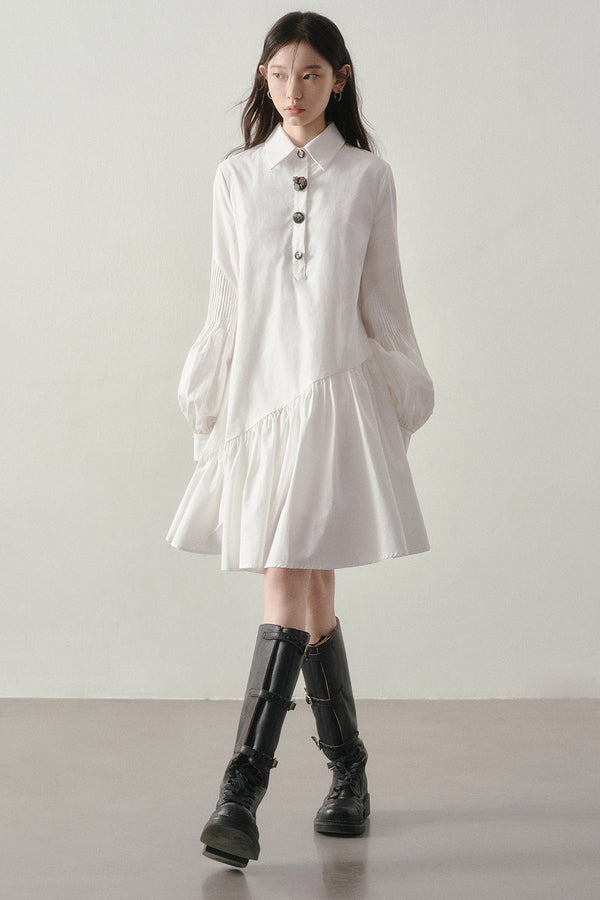 French Style Long Sleeve Shirt Dress