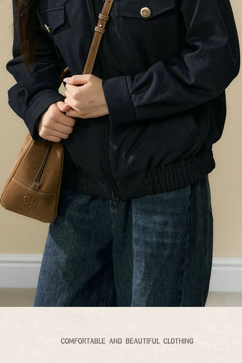 Fur Collar Quilted Denim Jacket