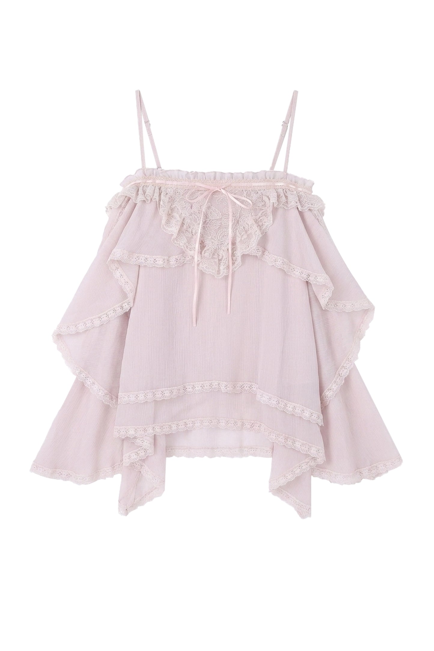 Irregular Ruffle Chiffon Camisole and Tulle Cake Skirt Set-Up