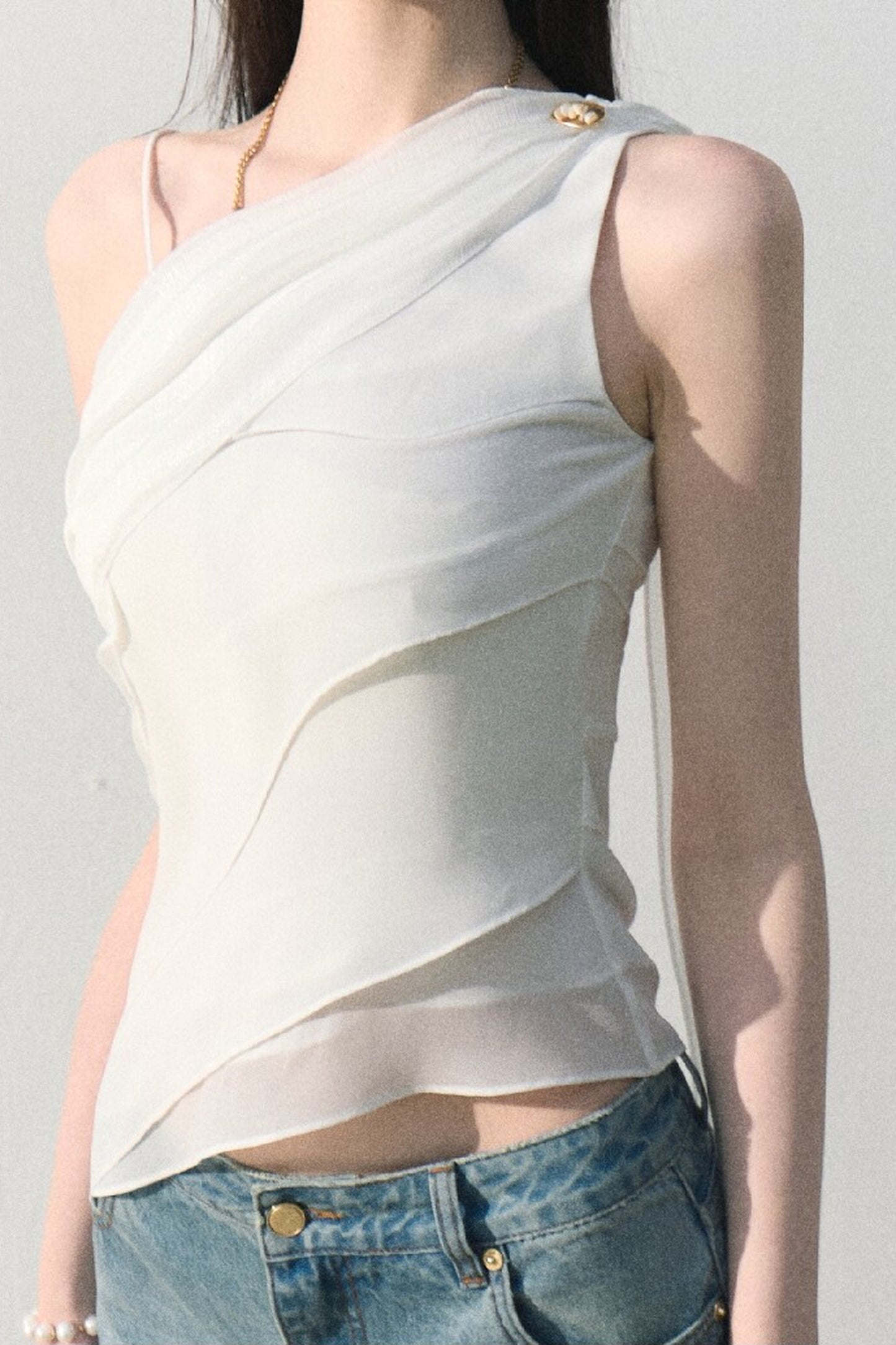 Asymmetrical Shoulder-Cut Tank Top