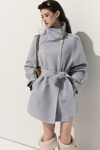Cappotto in pura lana con cintura