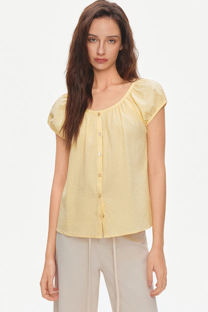 Camicia ampia in seersucker di cotone testurizzato