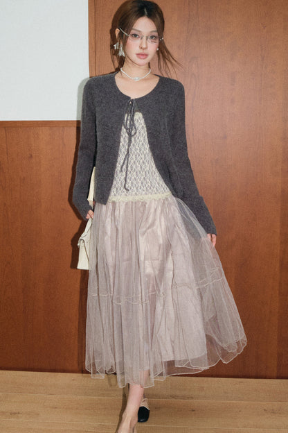 Lace Cardigan and Skirt Set-Up