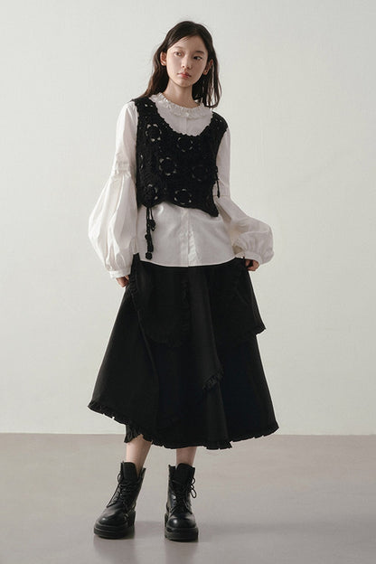 Original Design Gentle Floral Knitted Vest