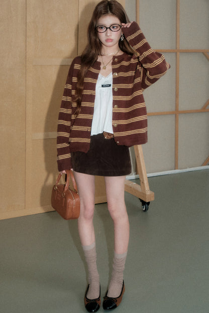 Ensemble cardigan tricoté à rayures