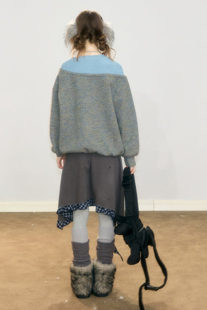 Plaid Graffiti Rabbit Skirt