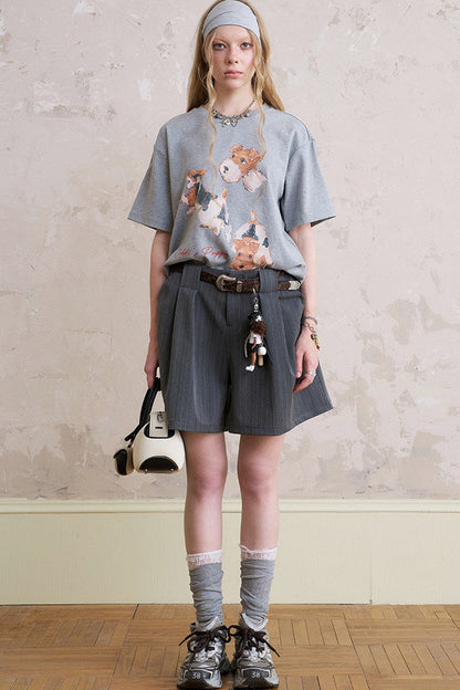 Short Sleeve Top Shorts Trousers Set-Up