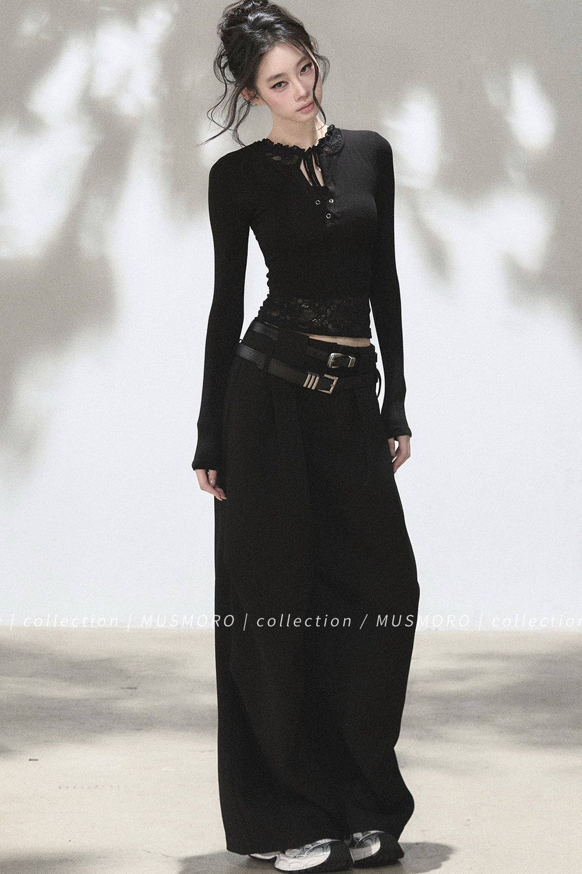 Layered-Look Lace Knit Top