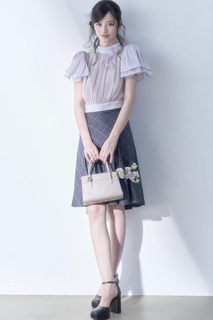 Petal Flutter Sleeve Top and Long Dress