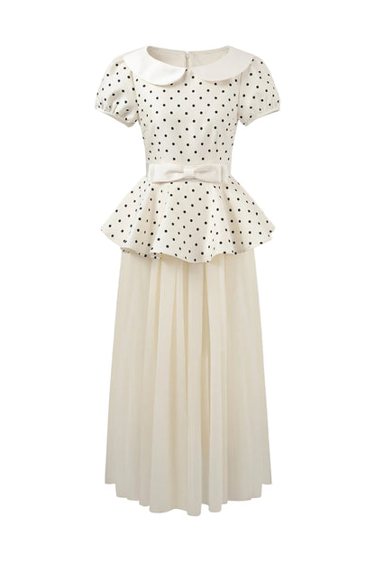 Polka Dot Doll Collar Bow Tulle Dress
