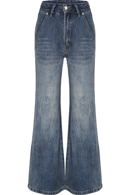 High-End Denim Wide-Leg Pants