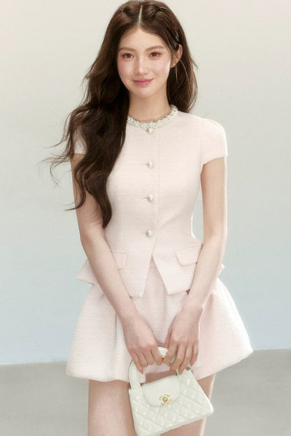 Tweed Puff Skirt and Top Set
