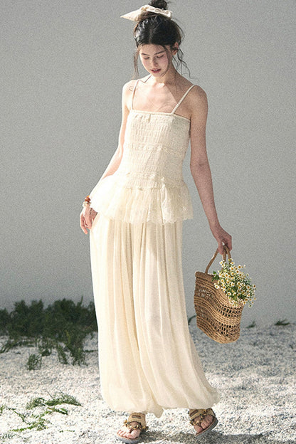 French Lace Summer Top and Pants Set