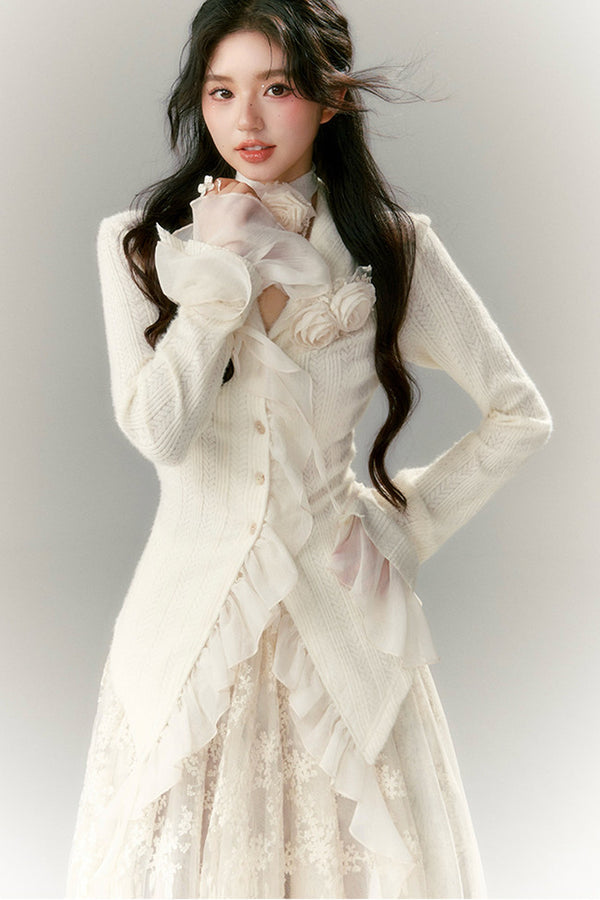French Style Rose Knit Cardigan Top
