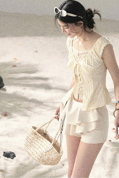 Soft Gauze Lace Blouse