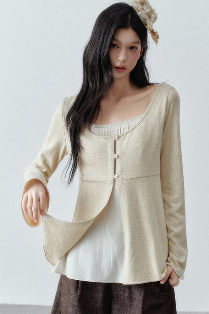Long Sleeve Cashmere Cotton T-Shirt