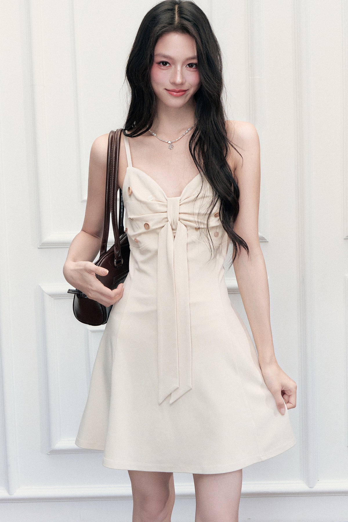 Ruffled Cardigan and V-Neck Dress Set-Up