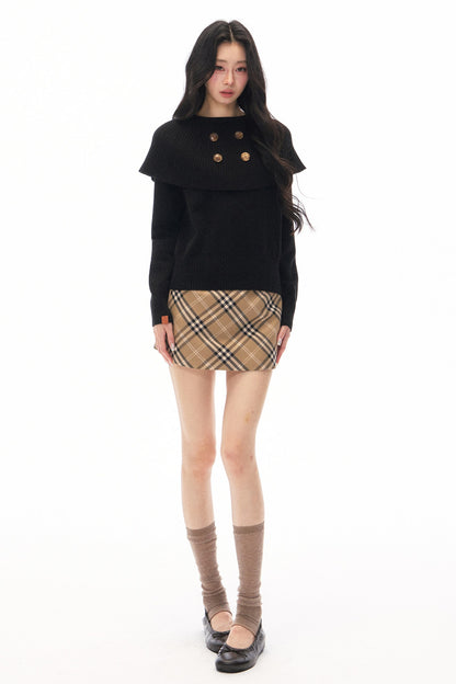 Skirt and Shawl Knit Top Set-Up