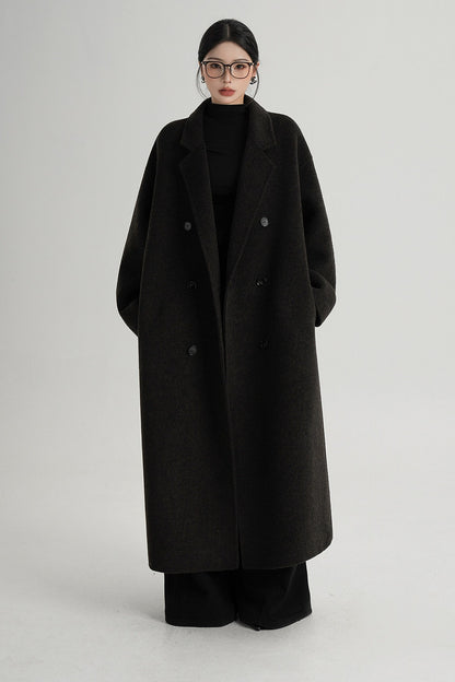Cappotto ampio lungo in lana double face