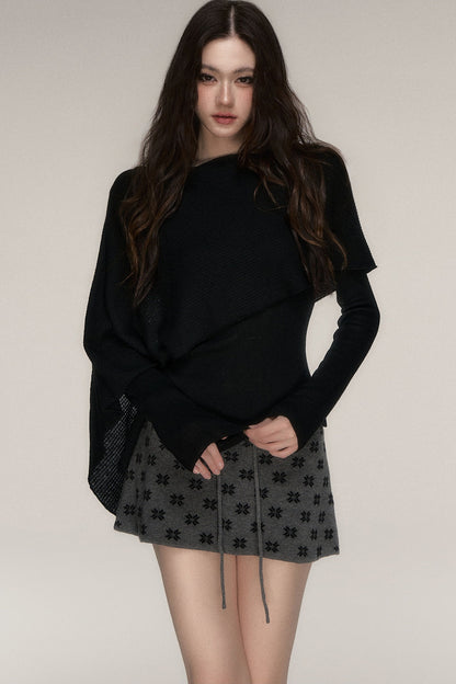 Weiches Windcape-Pullover-Strickoberteil