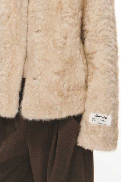 White Shearling Jacket and Pants Set-Up