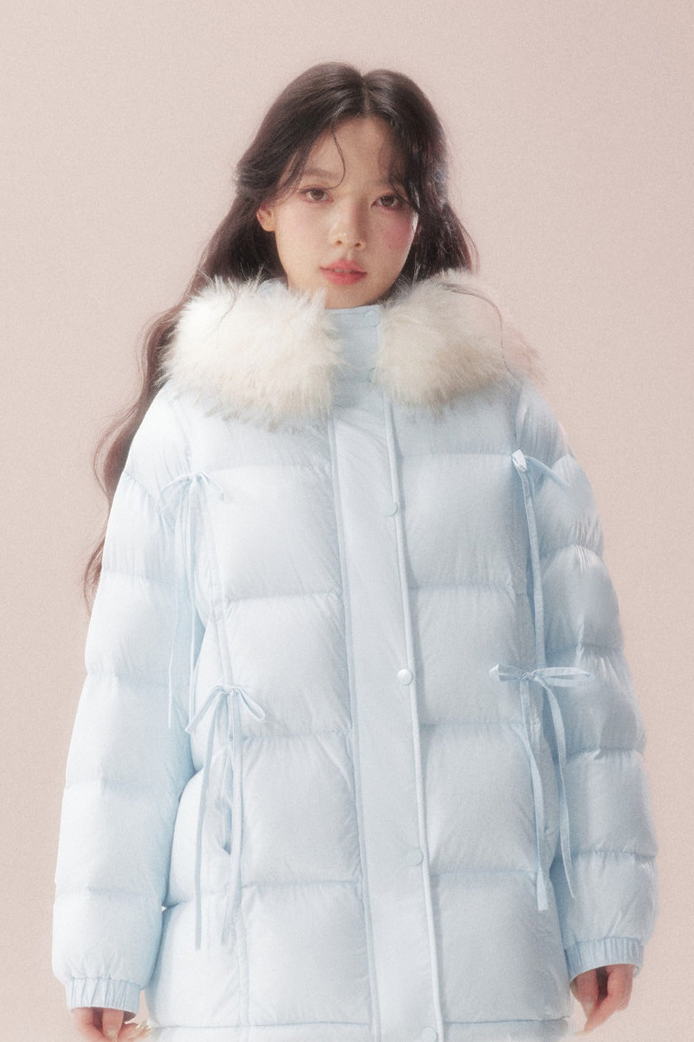 Snow Bow Fur Collar Down Jacket