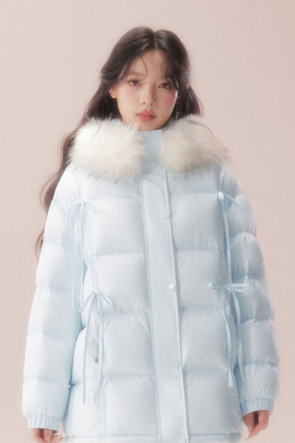 Snow Bow Fur Collar Down Jacket